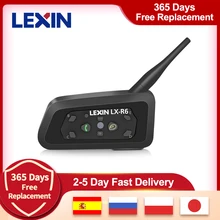 Auriculares Bluetooth Lexin R6 intercomunicador para 6 conductores BT 1 Uds impermeable e inalámbrico para Moto MP3