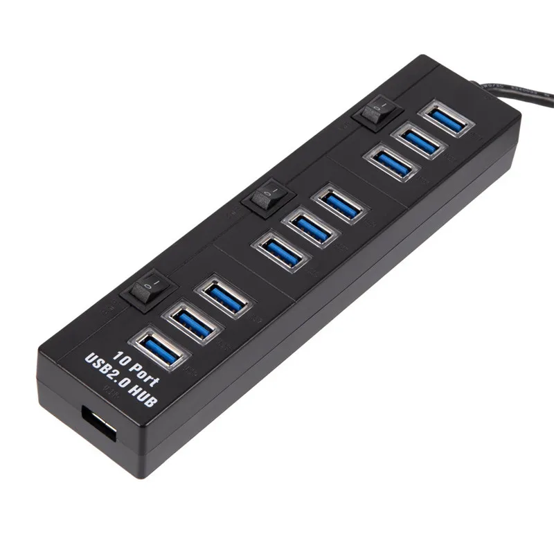 CARPRIE 10 портов USB2.0 концентратор смарт-порт для зарядки 3 отдельные переключатели вкл/выкл высокоскоростной USB концентратор переходник разветвитель для ПК ноутбука