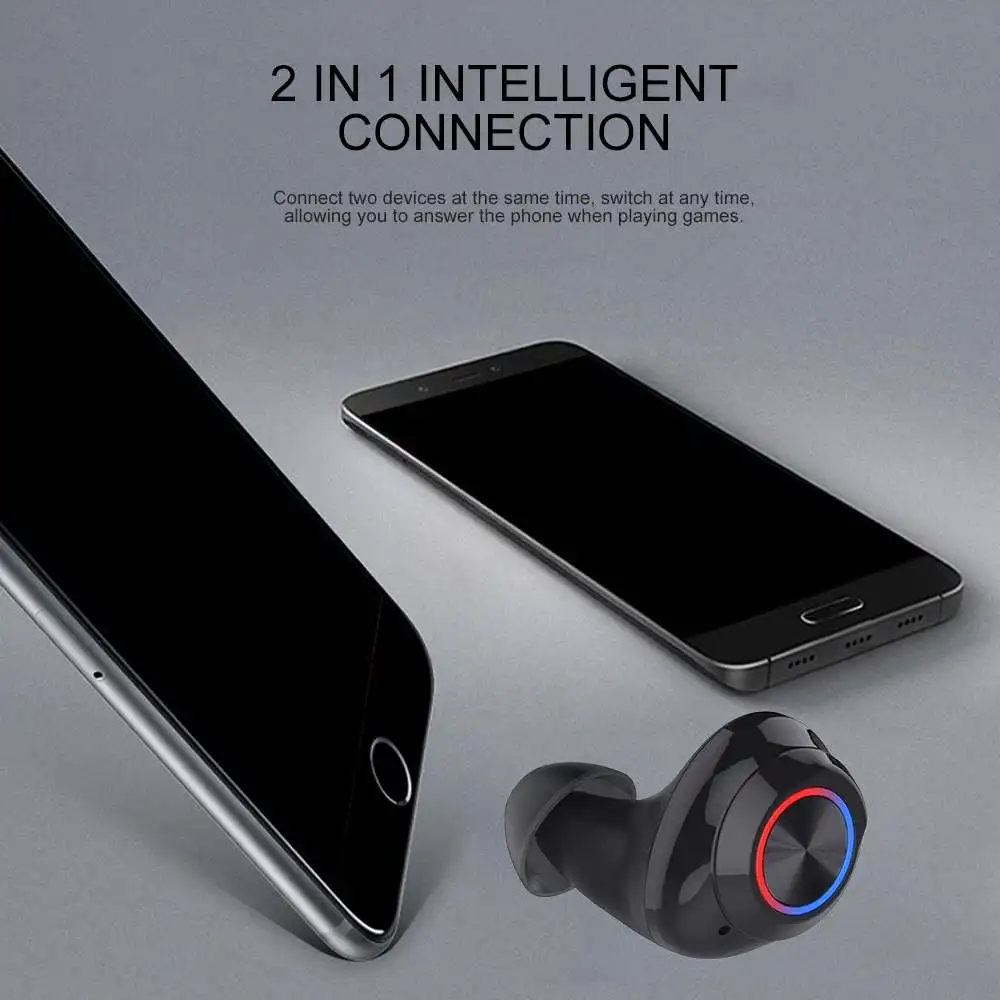 Сенсорный экран Управление мини наушник/bluetooth гарнитура bluetooth 5,0 по-настоящему Беспроводной наушники, стерео наушники, гарнитура, наушники с 2000 мА · ч зарядный чехол