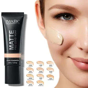 

30ml Matte Liquid Foundation Natural Brightening Base T1L2 Foundation Waterproof Makeup Cosmetic control Face Lasting Cream A7P3