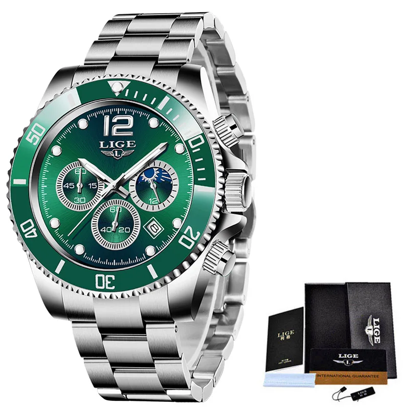 2021 New Arrival Mens Watches LIGE Top Brand Luxury Diver Watch For Men Sports Chronograph Quartz Wristwatch Relogio Masculino 
