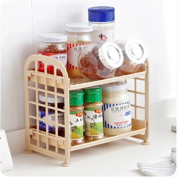 

Plastic 2 Layers Creative Storage Racks Organizer Shelf Rack Kitchen Bathroom