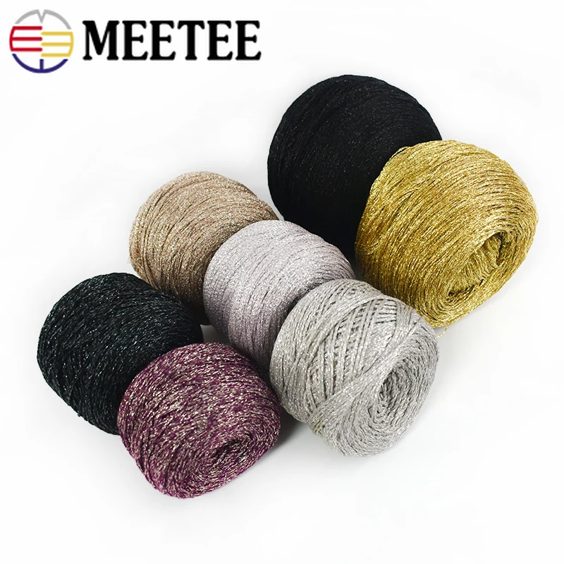 Meetee 100 г/рулон Золотая и серебряная пряжа яркая проволока для вязания крючком