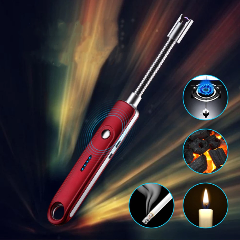 Portable Electric Gas Lighter No open flame 360Degree Rotation outdoor Windproof USB Charge BBQ Camping Electric Lighter kitchen bbq lighter butane gas lighter cigarette lighter