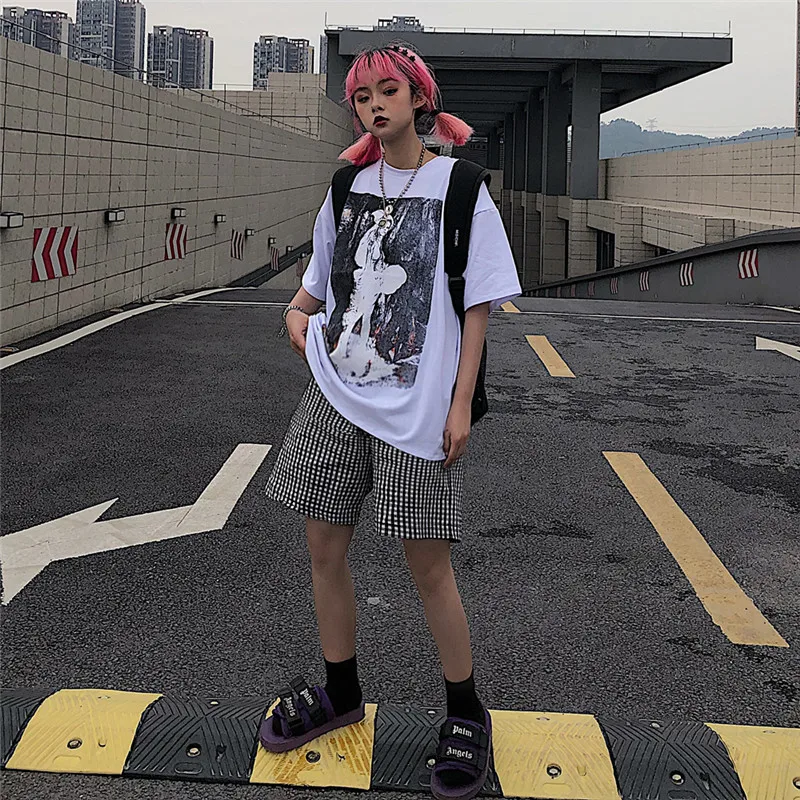 Lychee Harajuku хит цвет вырез лодочкой женские футболки свободные женские футболки с принтом персонажа женские футболки