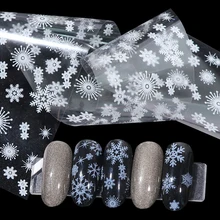 4 шт белые снежинки наклейки из фольги для ногтей набор смешанных цветов Рождественский дизайн ползунки для ногтей художественные украшения сделай сам BE750
