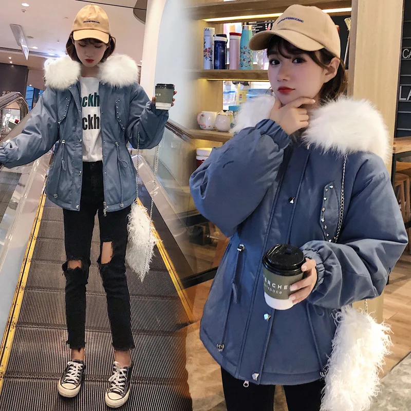 Fashion down Jacket Women's Short Shinhan NUS Fur Collar BF Workwear Coat Loose-Fit CHIC Parka Thick