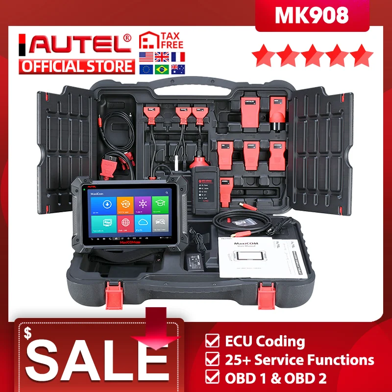 Autel MaxiCOM MK908 беспроводной диагностический инструмент с кодированием ECU ADAS