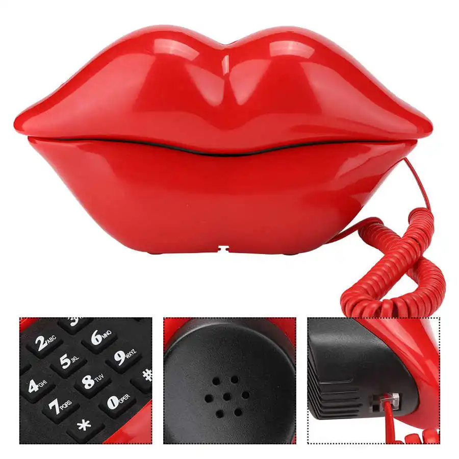 WX-3061 Multi-Functional Cute Lip Shape Telephone Desk Phone Home Decoration Set Telephone