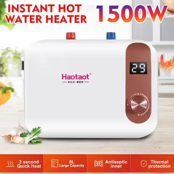 

1500W Mini Household Electric Water Heater 8L Storage 3s Instant Heating Water Heater Shower Faucet with LCD Temperature Display
