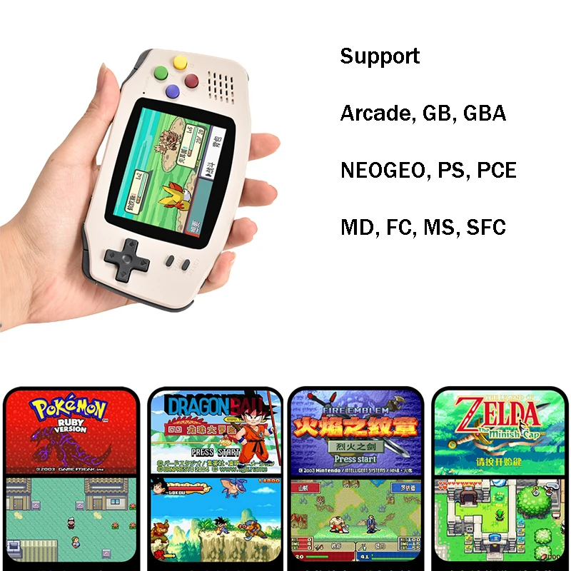 POWKIDDY A30 2.8 inch Mini Pocket Handheld Game Player Open Source 64GB 10000 Retro Video Games Console For PS1 Support Add ROM