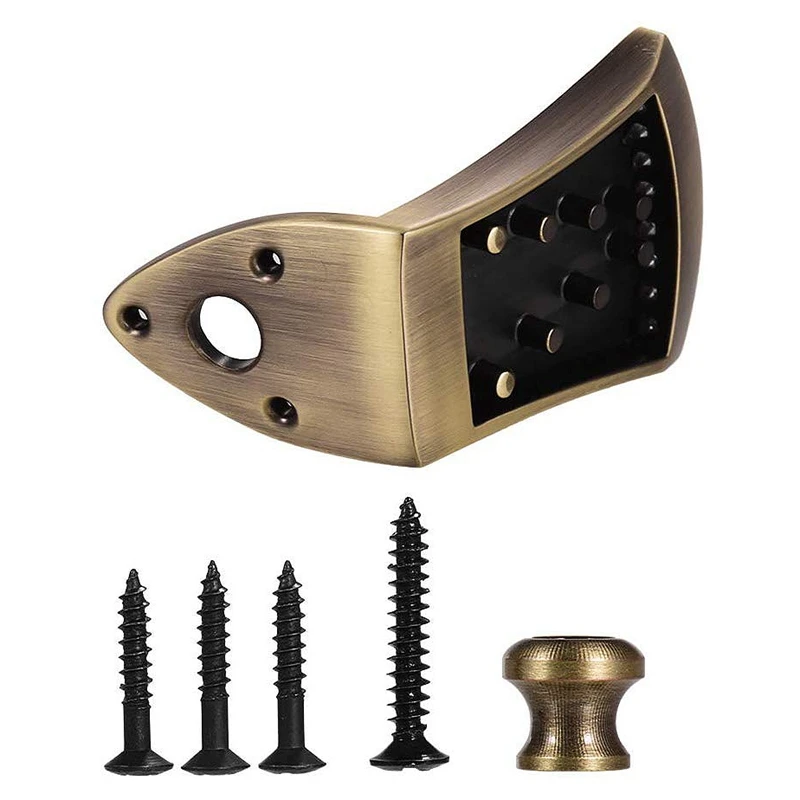 

New Zinc Alloy Triple-cornered Mandolin Tailpiece with 4Pcs Screws Strap Buttons Cap for Musical Instrument Bronze Color