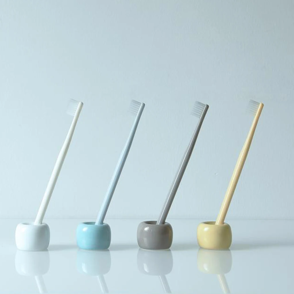 

2x Mini Ceramics Toothbrush Holder Couple Toothbrush Holder Stands Bathroom Vanity Countertops Storage Organizers for Home Hotel