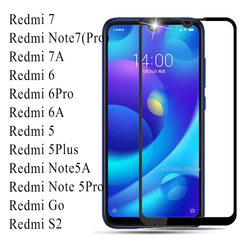 

On for Xiaomi Redmi Note 6 7 5 Pro Plus 5a 6a Go 7A + Screen Protector Tempered Protective Safety Glass Xiomi Xaomi Xiami Film