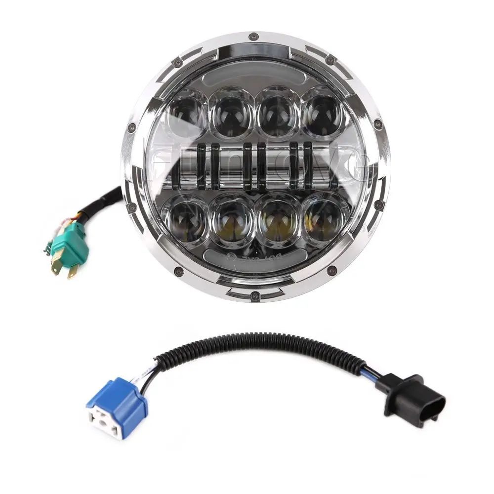 

1pc 7 inch 80W Round LED Headlights Kit with Angel Eye DRL/Amber Turn Signal Lights for Jeep Wrangler JK CJ LJ 7inch headlight