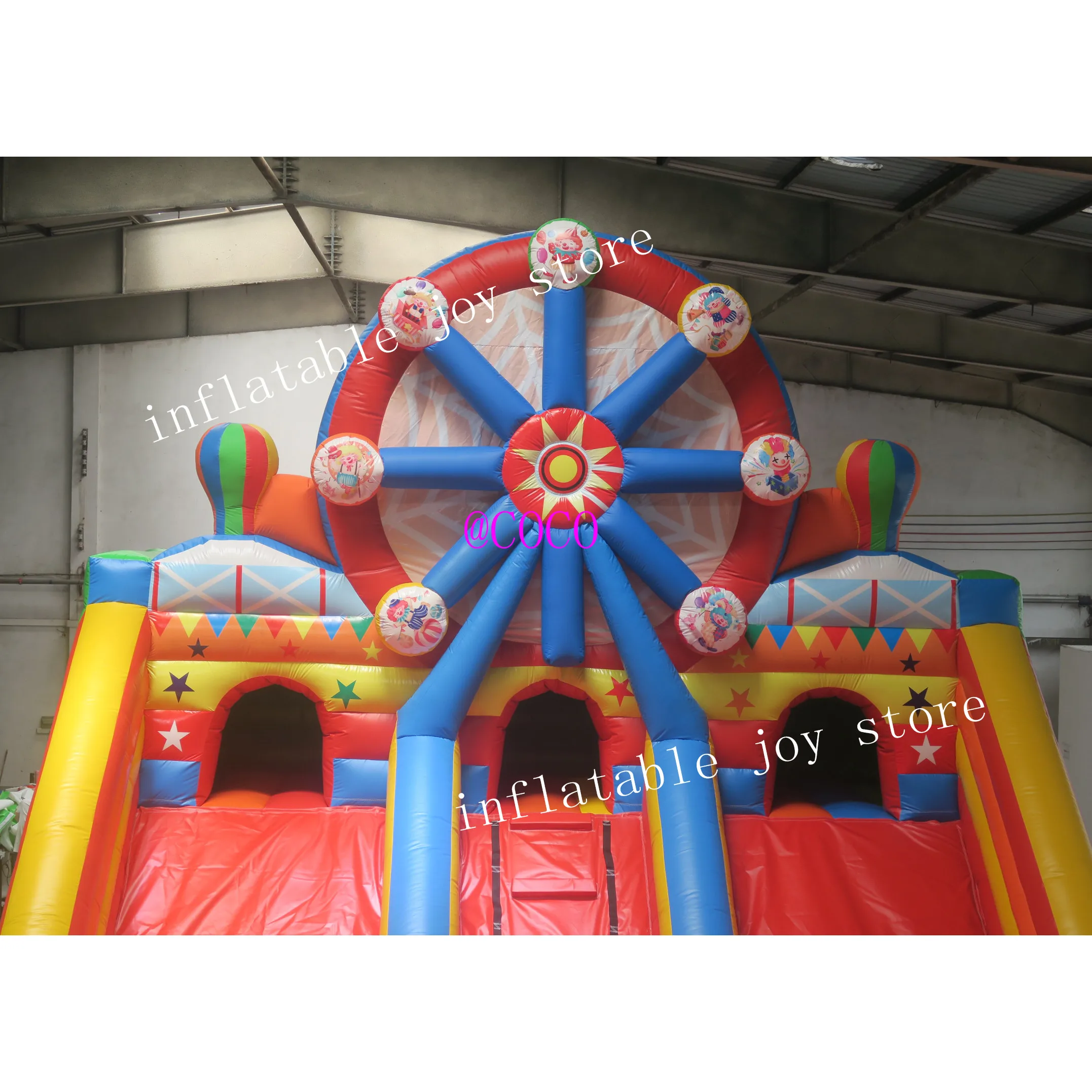 sea shipment,Clown theme inflatable slide,commercial circus bouncy castle bouncer slide funny playground 4