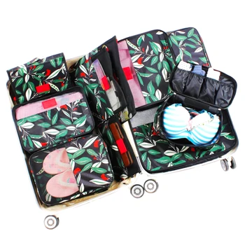 

6-piece Set Flower Travel Storage Bag Clothing Luggage Packing Suitcase Trip Organizer Waterproof Closet Bags Pouch Packing Cube