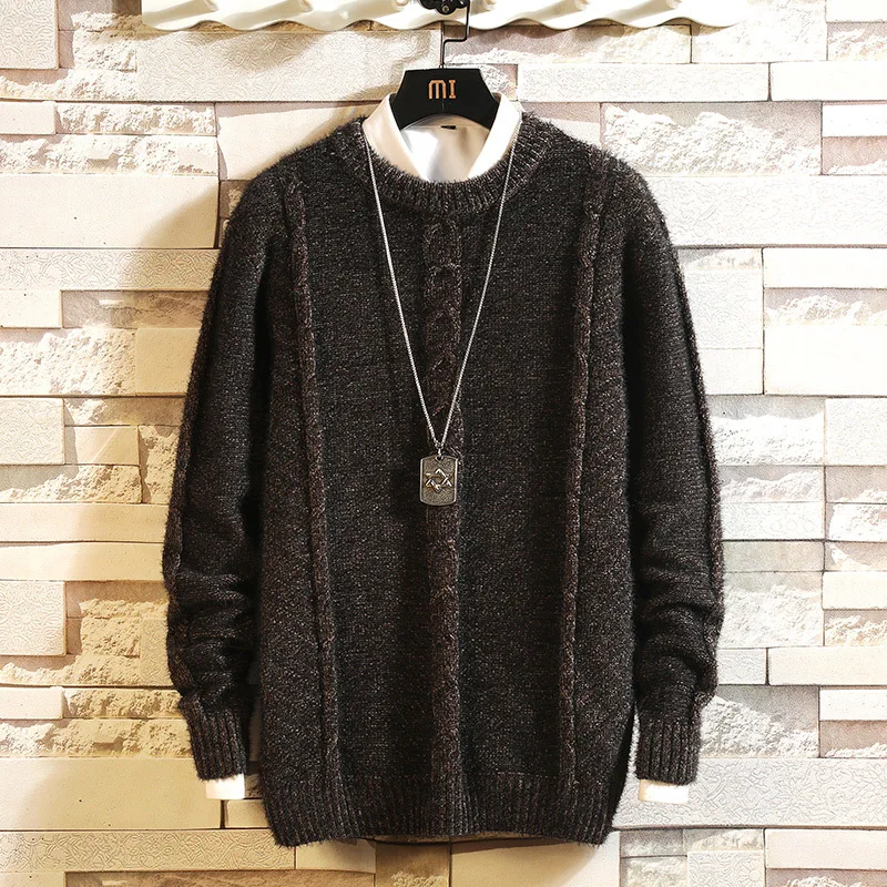 

High Quality Men'S Knitted Sweater Autumn Winter Brand Striped Pullovers Knitwear 2020 Oversize