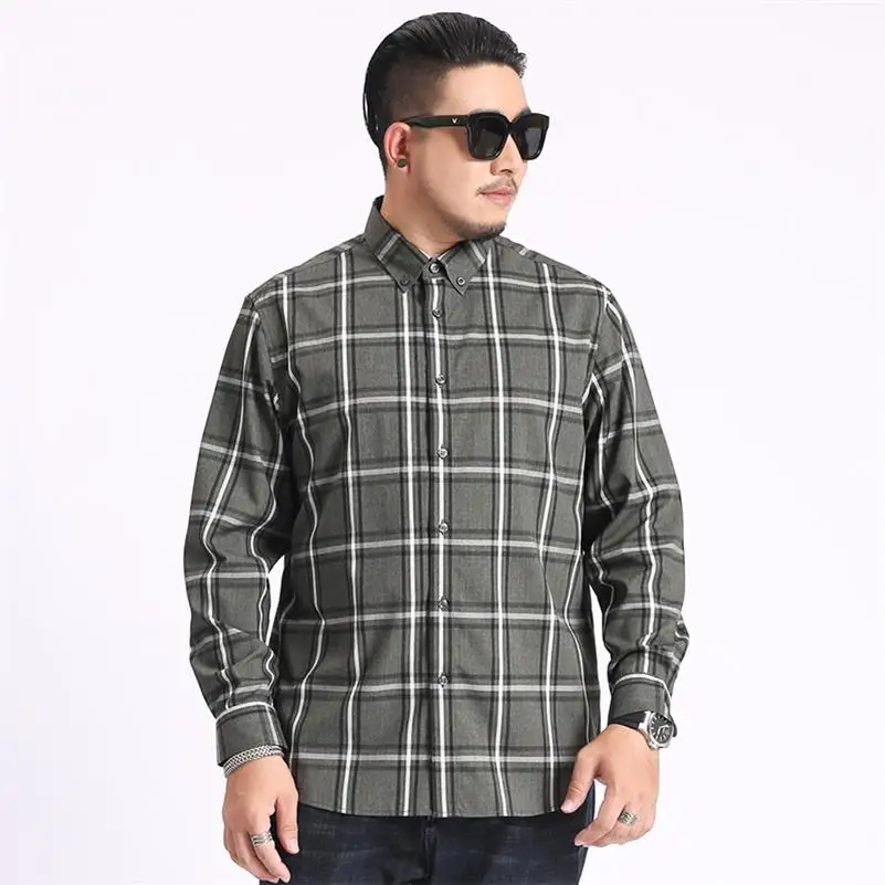 Новинка плюс размер 5XL 6XL 7XL 8XL клетчатая Повседневная рубашка мужской с длинными рукавами новая весенняя деловая большая Высококачественная модная - Цвет: 1