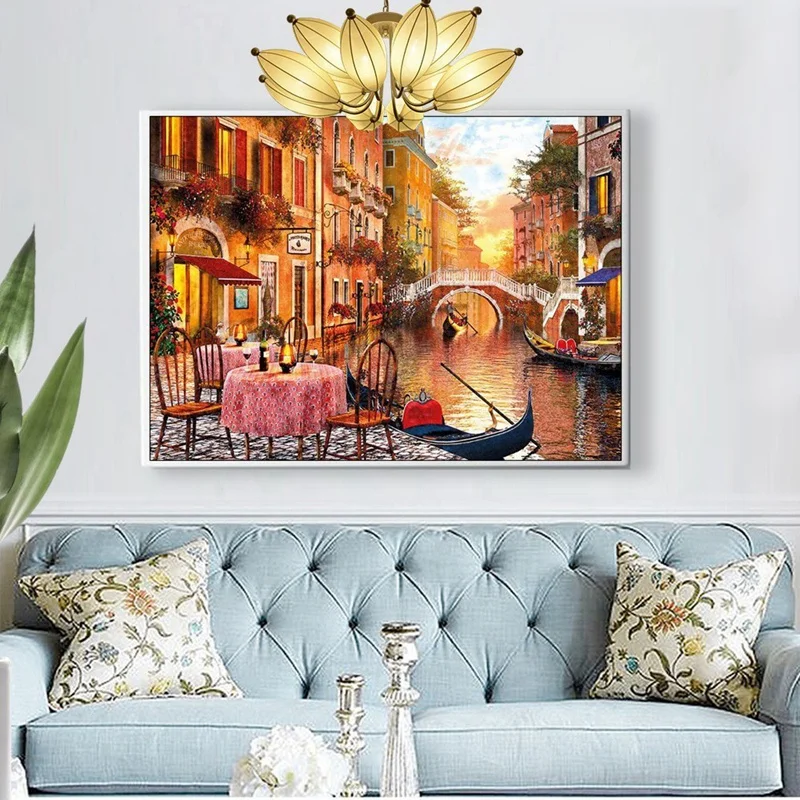 5D алмазная вышивка пейзаж город Алмазный Узор вышивка крестиком квадратная Алмазная картина Картина Вышивка из драгоценных камней