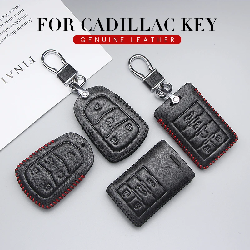 Custodia In Pelle Per Chiave Auto Per Cadillac Escalade 2015-2018 Ats Ct6 Cts Srx Xt5 Xt4 Sls Xts Xlr Atsl Sls Bls Dts Corvette Xls Sts
