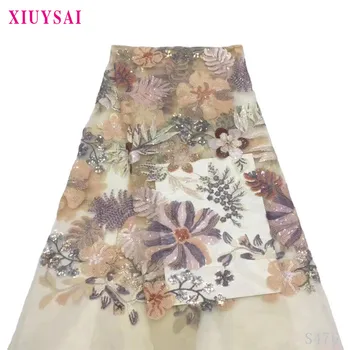 

2020 Latest Nigerian Net Lace New Sequence Fabric Tulle Mesh Lace Fabric French Sequins Lace African Fabrics Embroidery SL476