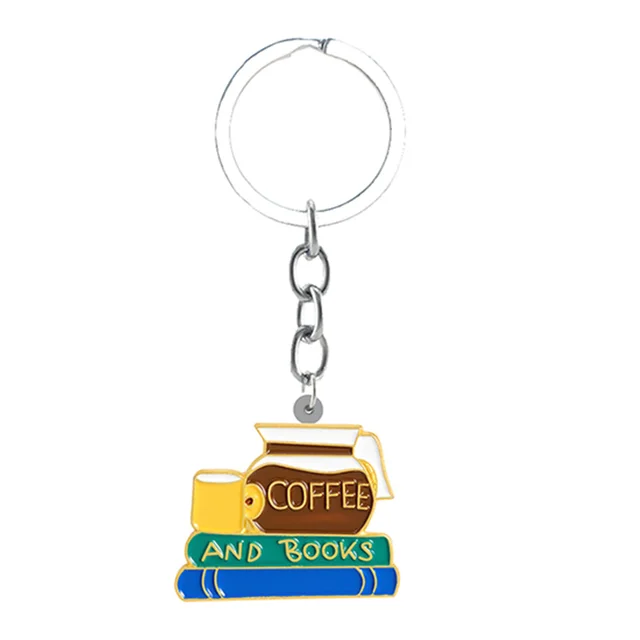 TAFREE Cat Coffee Cup Cartoon Shape Personality Keychain Jewelry Epoxy Backpack School Bag Resin Keychain Fashion Pendant CUP14