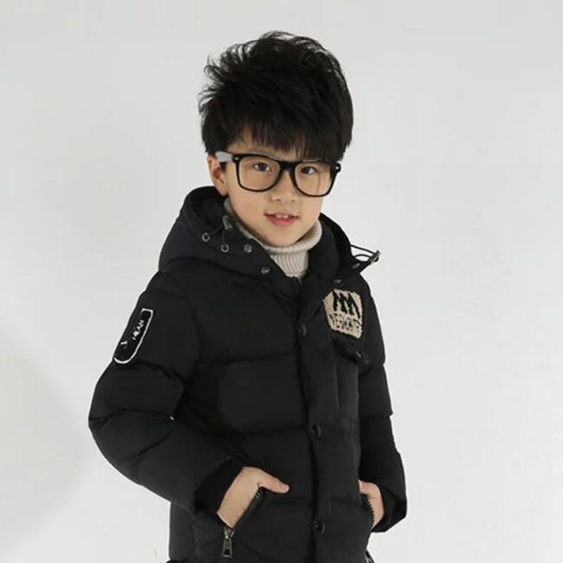 Black Новая зимняя одежда для мальчиков, 4, сохраняющие тепло, 6, 8, осеннее пальто с капюшоном, 10, 12 лет, 14 лет, 15 лет, толстые хлопковые куртки с ворсом - Цвет: Black