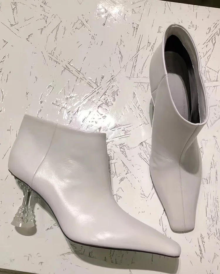WEIQIAONA high heels autumn boots Roman style simple Crystal heel high heeled heel boots