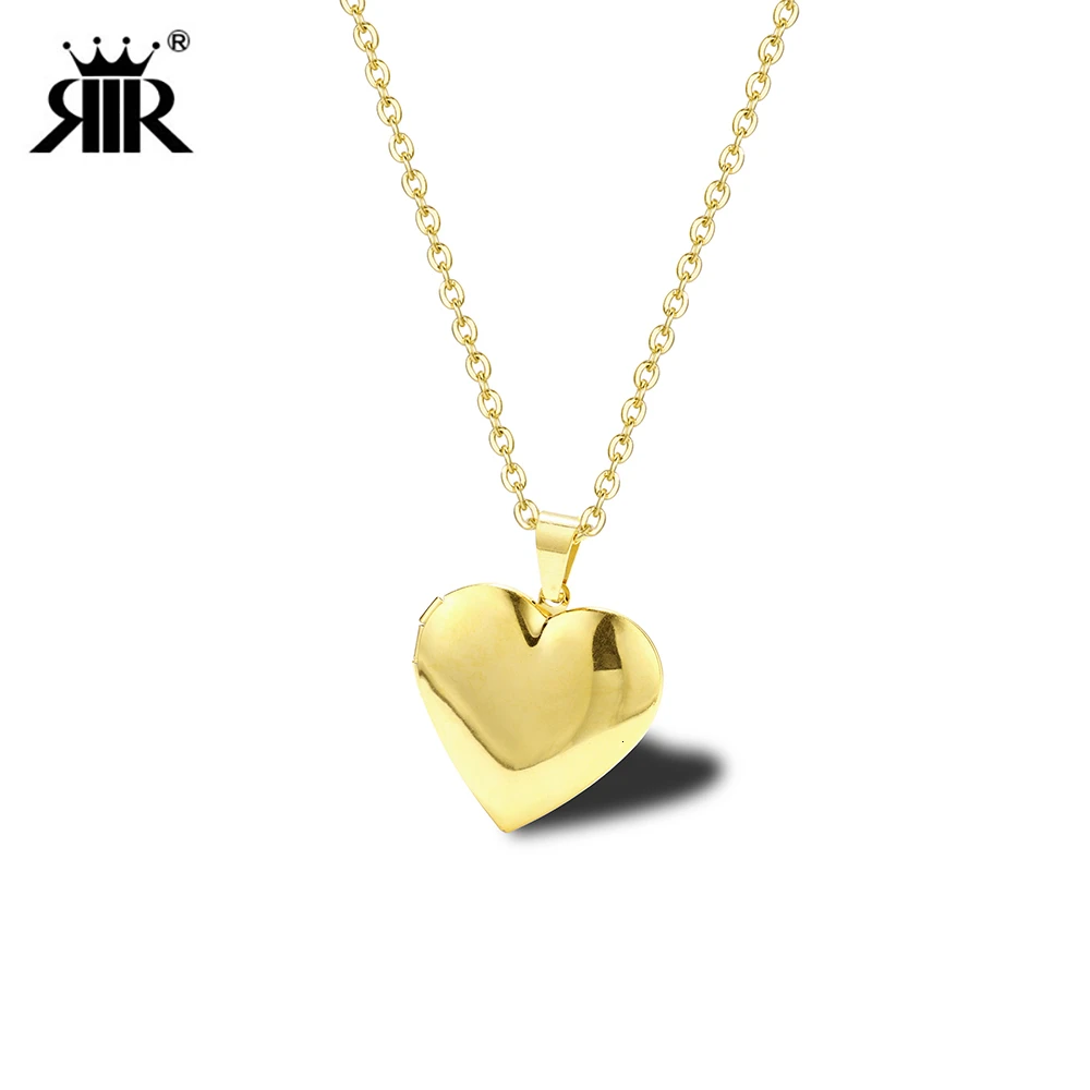 RIR минималистичное маленькое Золотое сердце ожерелье уникальный, в форме сердца сувенир фото медальон ожерелье девушка юбилей подарок