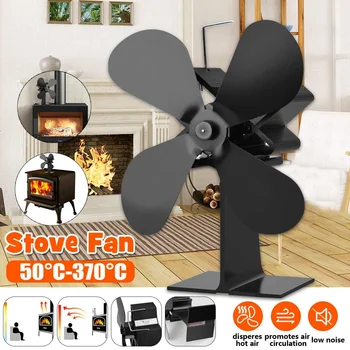 

2020 Automatic Pipe Mounted 4 Blades Heat Powered Stove Fan log Wood Burner Quiet Home Fireplace Fan Efficient Heat Distribute