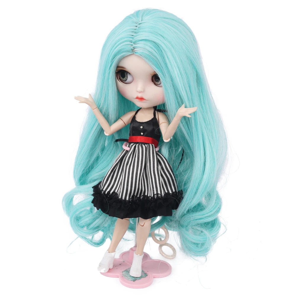

Aidolla Blyth 9-10'' Doll Hair Wig Blue Long Curly Hair Doll Accessories High Temperature Fiber Wavy Wig For DIY Doll Girl Gift