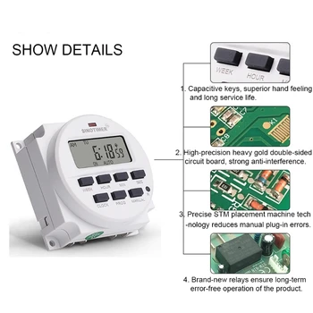 

5V 9V 12V 24V 36V 48V 110V 220V Digital Timer Switch 7 Days Weekly Programmable Time Relay Control Programmer Built-in Rechargea