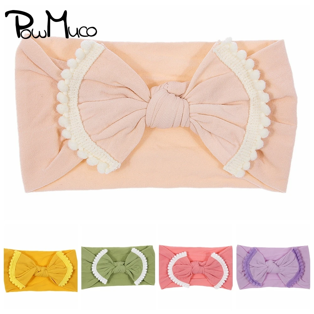 

Powmuco 1 PCS 15*8.5 CM Toddler Soft Comfortable Elastic Nylon Headband Fashion Handmade Bowknot Newborn Hairband Baby Headwear