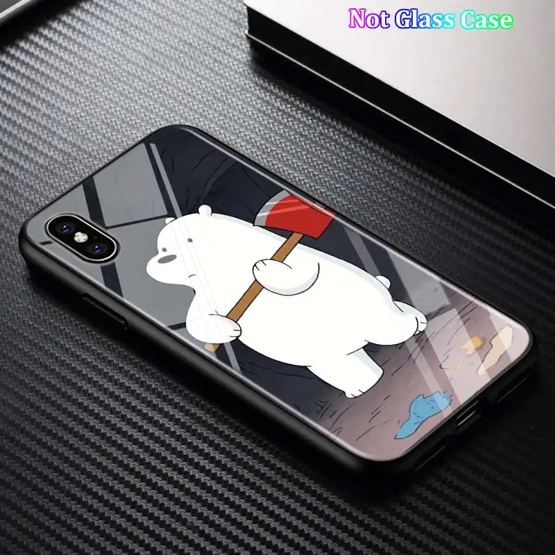 Black Cover Cute Bare Bears for iPhone 11 11Pro X XR XS Max for iPhone 8 7 6 6S Plus 5S 5 SE Glossy Phone Case - Цвет: Style 03