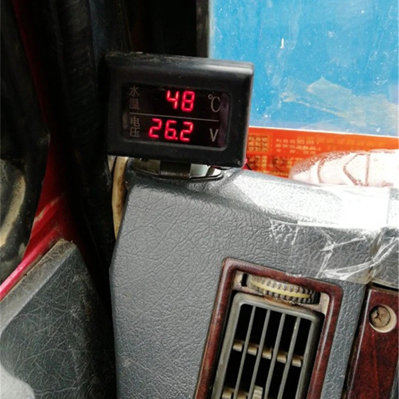 Универсальный 12 V/24 V 3 цифр ЖК-дисплей автомобильный вольтметр датчик температуры воды+ Температура воды Сенсор