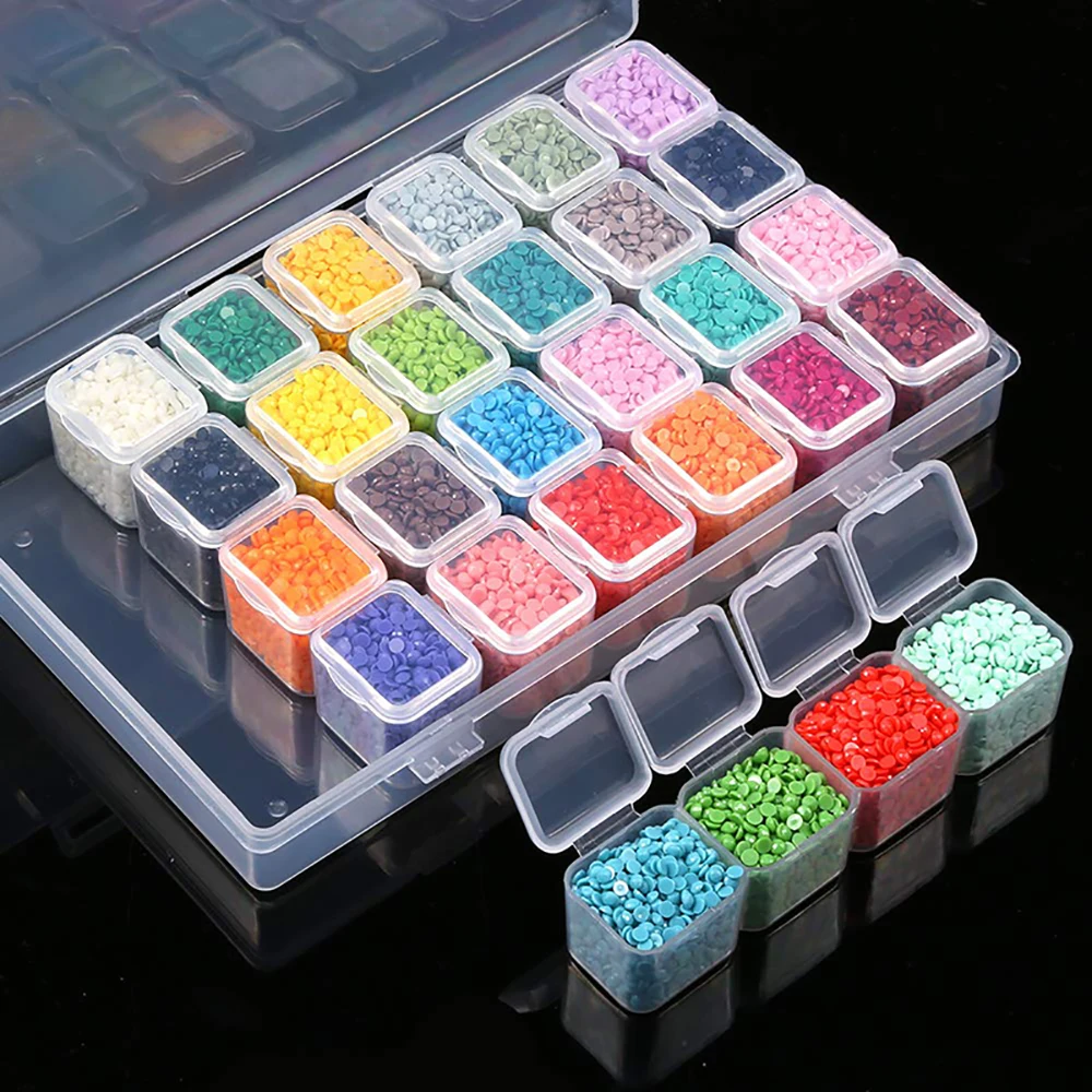 Diamond Painting Bead Case 56/28 Cells Plastic Storage Box Stickers  Accessories