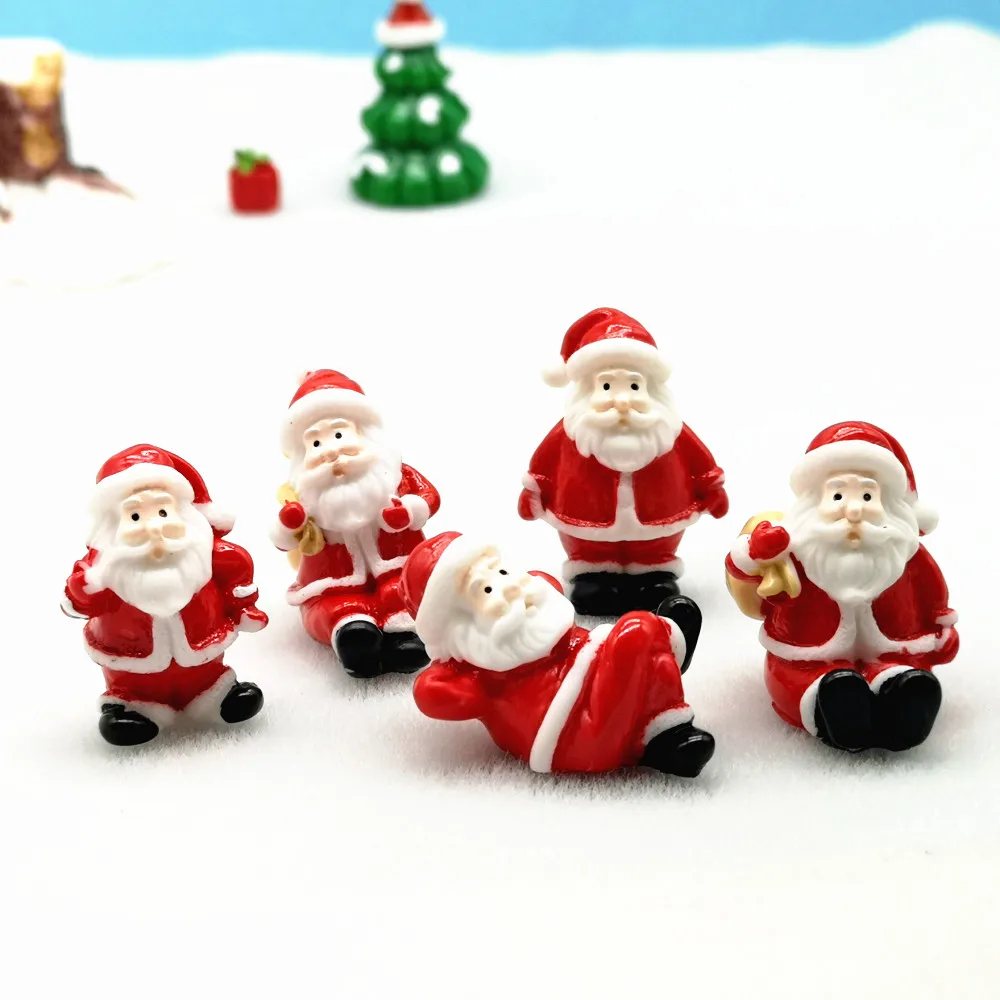 Santa Claus Snowman Christmas Figurine Model Bonsai Garden Fairy Decor Glass DIY Accessories Home Decoration Miniature Craft 5pc ornament crafts miniature figurines miniature ornament