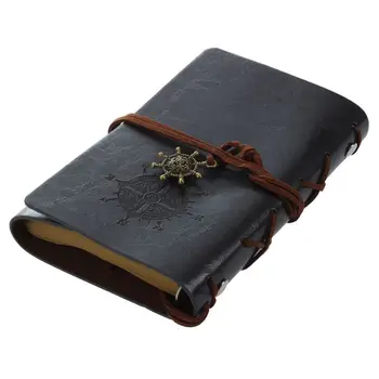 

Retro Vintage Leather Bound Blank Pages Journal Diary Notepad Notebook (Black) S