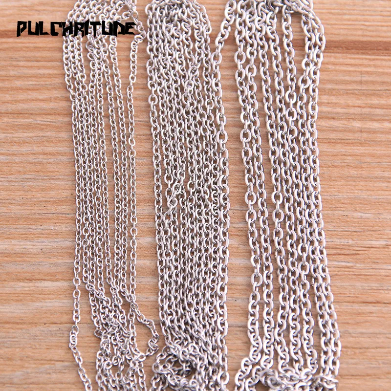 

PULCHRITUDE 5 Meters/lot 3 Size Stainless Steel Squash Cross Necklace Chains For DIY Jewelry Findings Making Materials Handmade