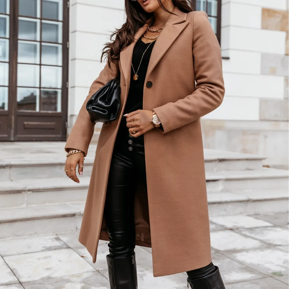 Jodimitty 2020 UK Style Women Long Coat Plus Size Autumn Winter Classic Long Coat Turn Down Collar Trench Coat Robe Outerwear