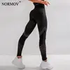 NORMOV כושר חותלות נשים חלקה גבוהה מותן לדחוף את Leggins שחור חלול החוצה לנשימה מהיר ייבוש אימון Femme Jegging