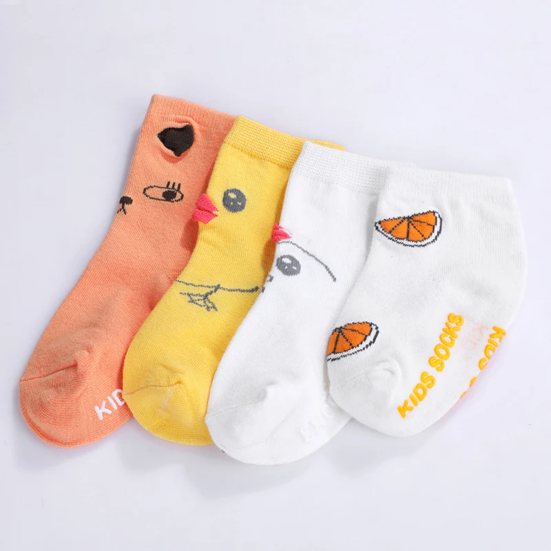 LOOZYKIT/Детские однотонные носки с героями мультфильмов милые Нескользящие хлопковые носки-тапочки для малышей гетры до щиколотки для новорожденных, Calcetines