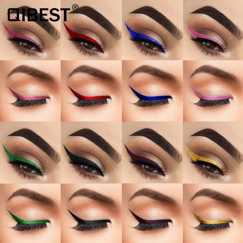

12 Colors Eyeliner Quick-dry Thick black Waterproof Sweat-proof Long-lasting Non-fading Easy To Color Eyeliner Makeup Cosmetics