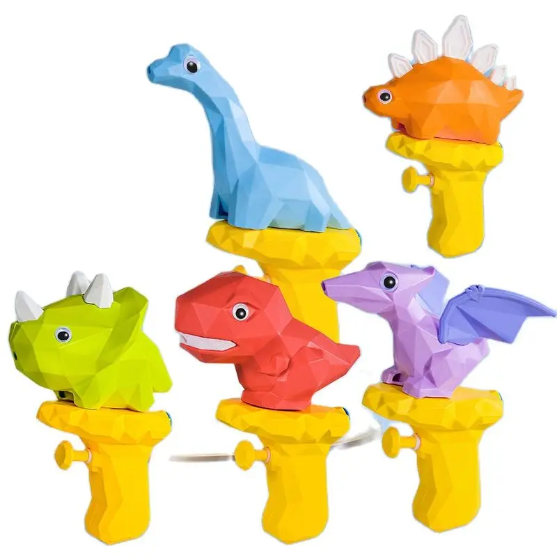 Pistola de agua de dinosaurios 3D para niños, tiranosaurio de dibujos animados, pistola pequeña de pulverización de agua, juguete de playa al aire libre para jardín