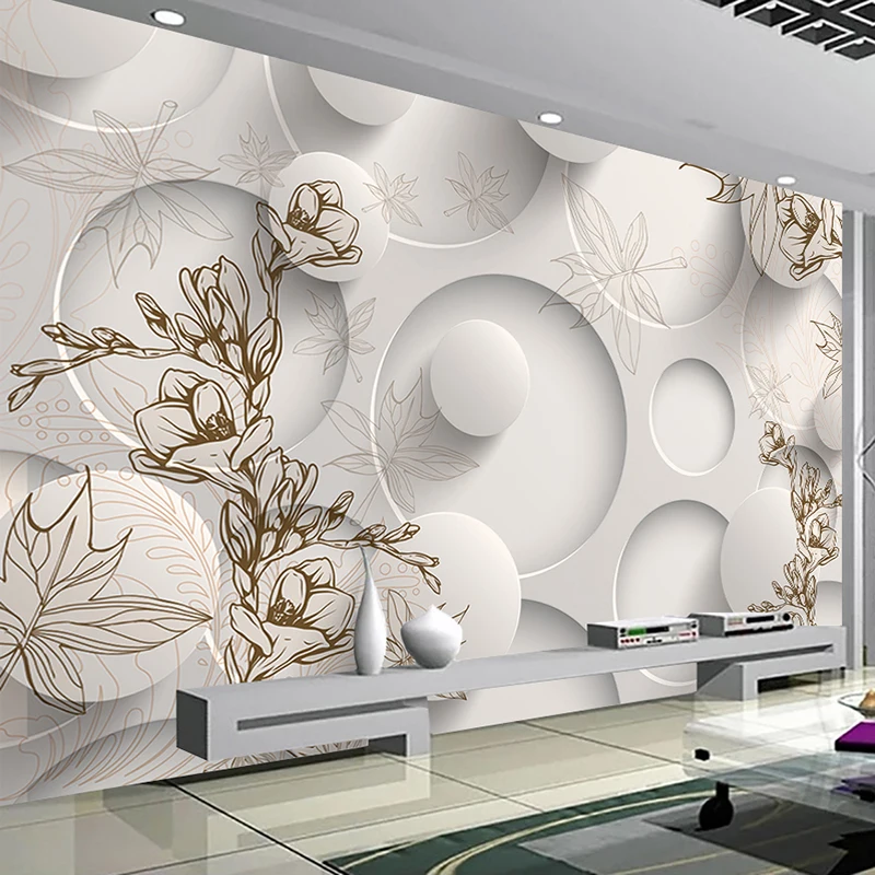 Custom Modern Minimalist 3D Relief Circle Ball Flower Pattern Swan Wall Painting Living Room Sofa TV Background Mural Wallpaper