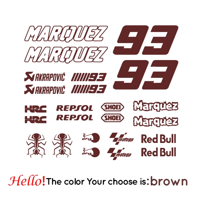 Marquez 93 Vinyl Stickers Motorcycle Decals Removable Car Sticker Motorbike Decal Decoration Brown
