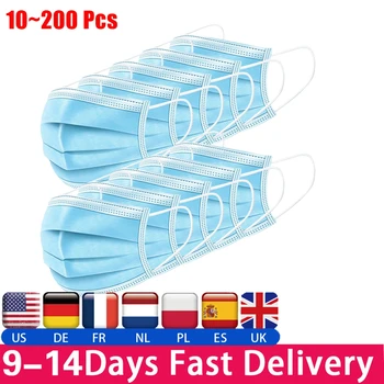 

100/50/30PCS Disposable Blue Mask 3 Layers Dustproof Facial windproof Cover Respirator Masks Maldehyde Dust Masks
