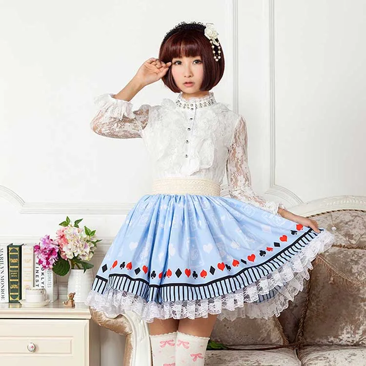 Милые Юбки принцессы в стиле Лолиты; Японская юбка средней длины и плиссированная юбка; сезон осень-весна; кружевные женские юбки принцессы; GZWY076