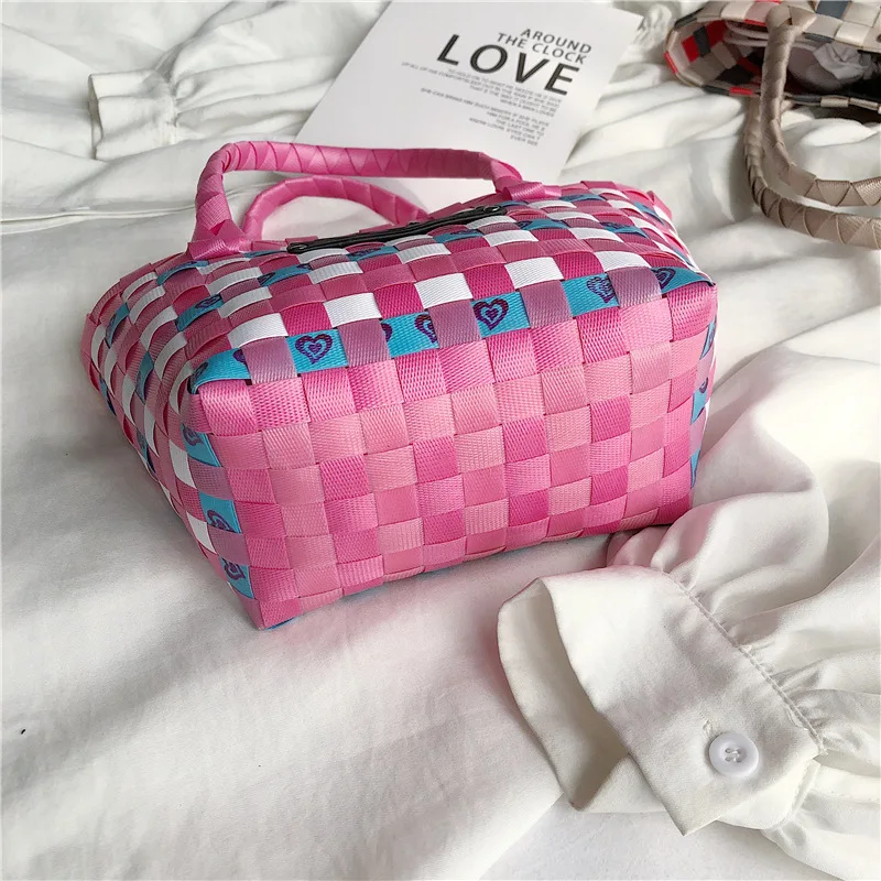 

2019 New Style Wicker Color Basket Fashion Contrast Color Shoulder WOMEN'S Bag